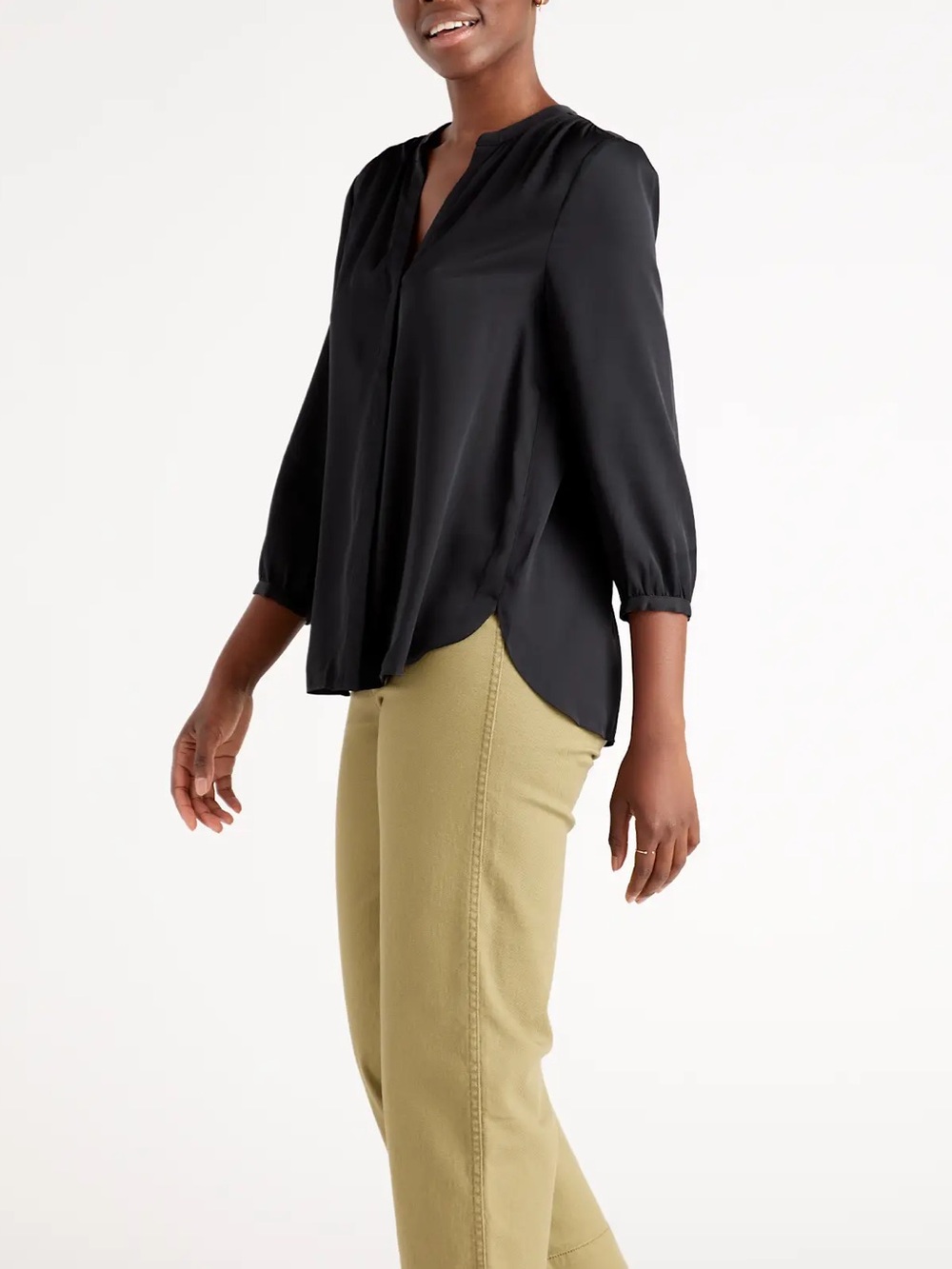 NEW Quince Washable Stretch Silk Pleat Back Blouse Top S Quiet Luxury Minimalist